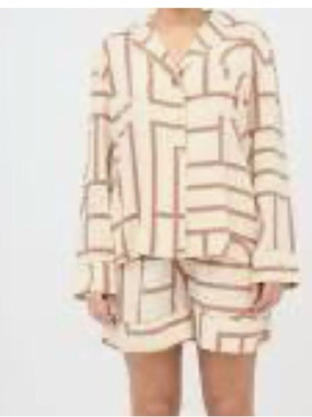 Toteme Silk Salvador PJ style silk top tan/ burgandy size small